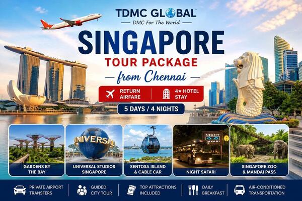 Singapore Tour Package from Chennai with Airfare | 5 Days 4 Nights | Holiday Inn Little India | Universal Studios & Mandai