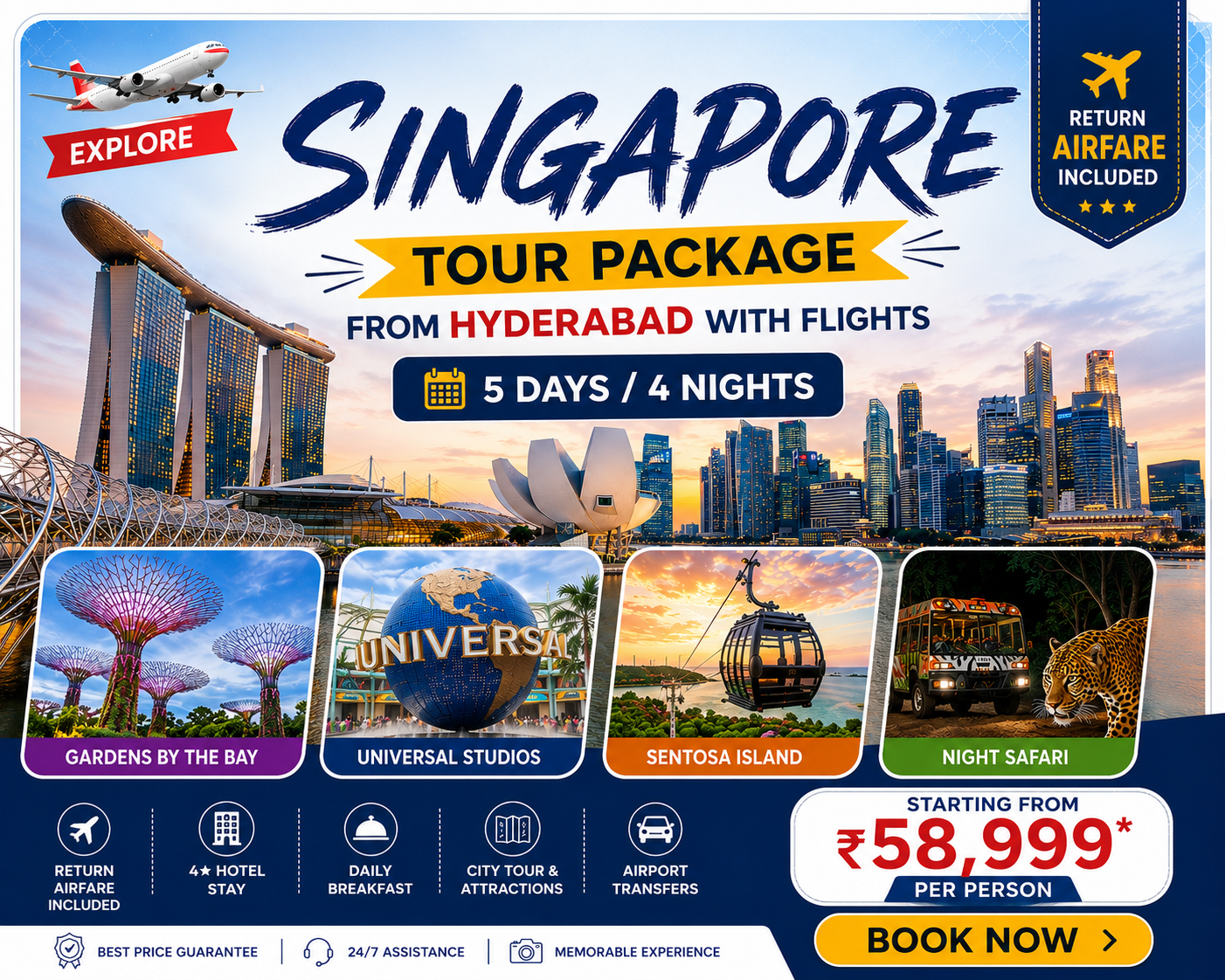 Singapore Tour Package from Hyderabad with Flights | 5 Days / 4 Nights